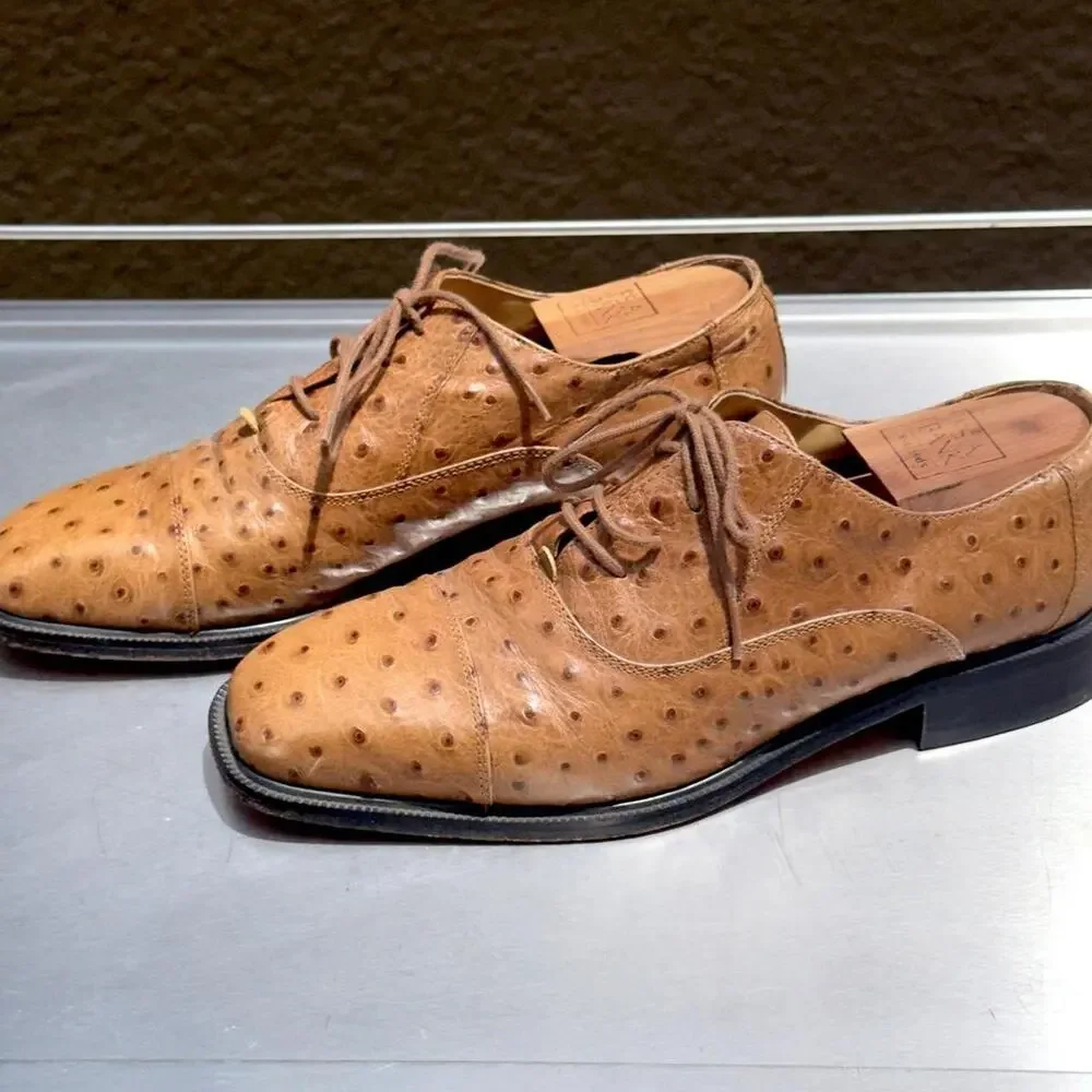 Giorgio Brutini Ostritch Leather Oxford Dress Shoes - Size 8 1/2 M